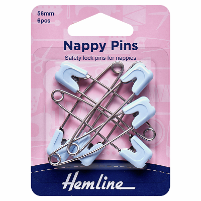 H413B Nappy Pins: 56mm: Blue: 6 Pieces..
